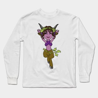 Dancing Female Satyr Playing Flute Girl CHIBI SD MONSTER GIRLS Series I Long Sleeve T-Shirt